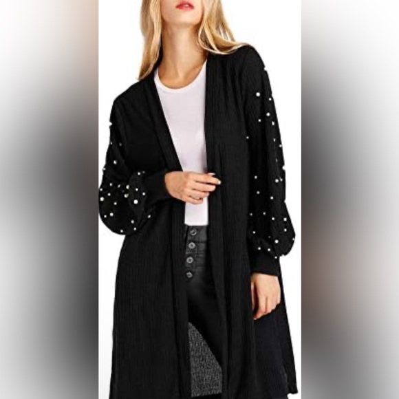 Sandro Open Front Embellished Cardigan Sweater - Picture 1 of 7